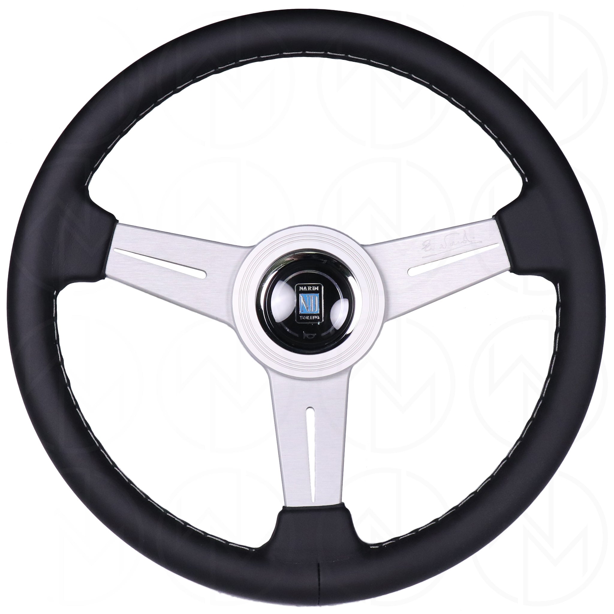 Nardi Classic Steering Wheel - 340mm Leather w/Silver Spoke & Ring and ...